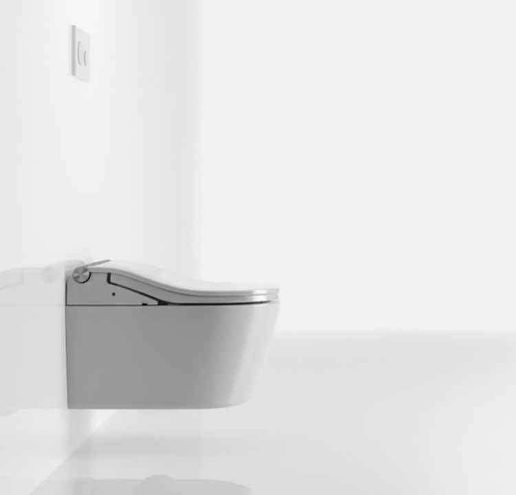 TOTO Komplettset Washlet RW auto flush Dusch-WC, silberne leiste inkl. Vorwandelement u. silber Betätigungsplatte