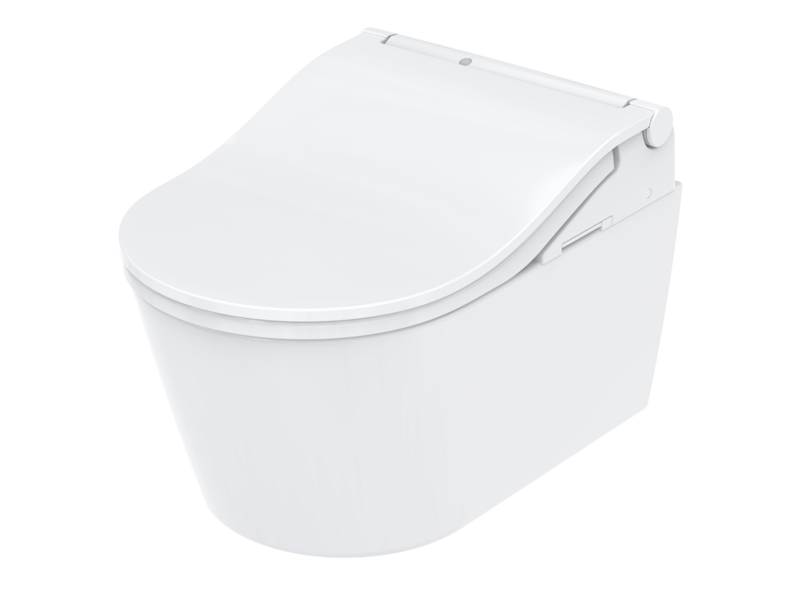 TOTO Komplettset Washlet RW auto flush Dusch-WC, weisse leiste inkl. Vorwandelement u. matt Weiß Betätigungsplatte