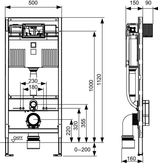 TECE Profil – WC 1120 mm. - 9300345